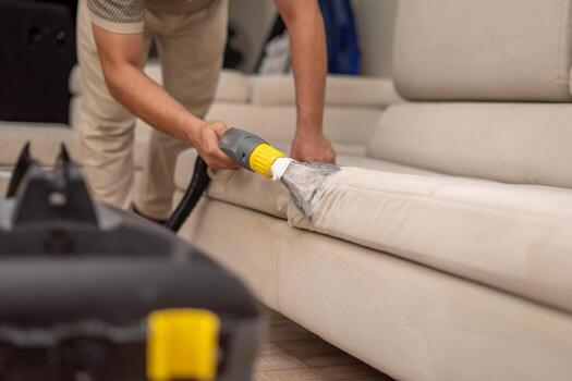 Upholstery cleaning on sectional sofa
